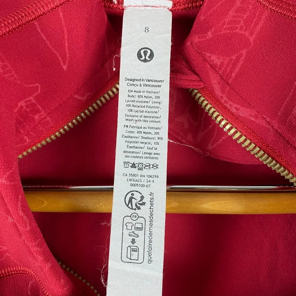 Lululemon Lunar New Year Define Cropped Jacket 8 Nulu Red Gold Design